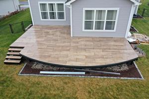 Paver patio built off the back of a new home